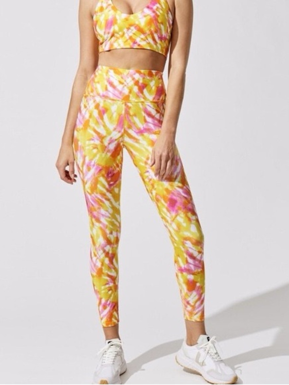 Carbon38 Tie-Dye Active Set Leggings and Bra Set with matching Mask
